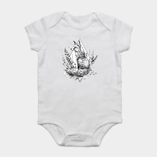 Fox vintage diamond shape plants Baby Bodysuit